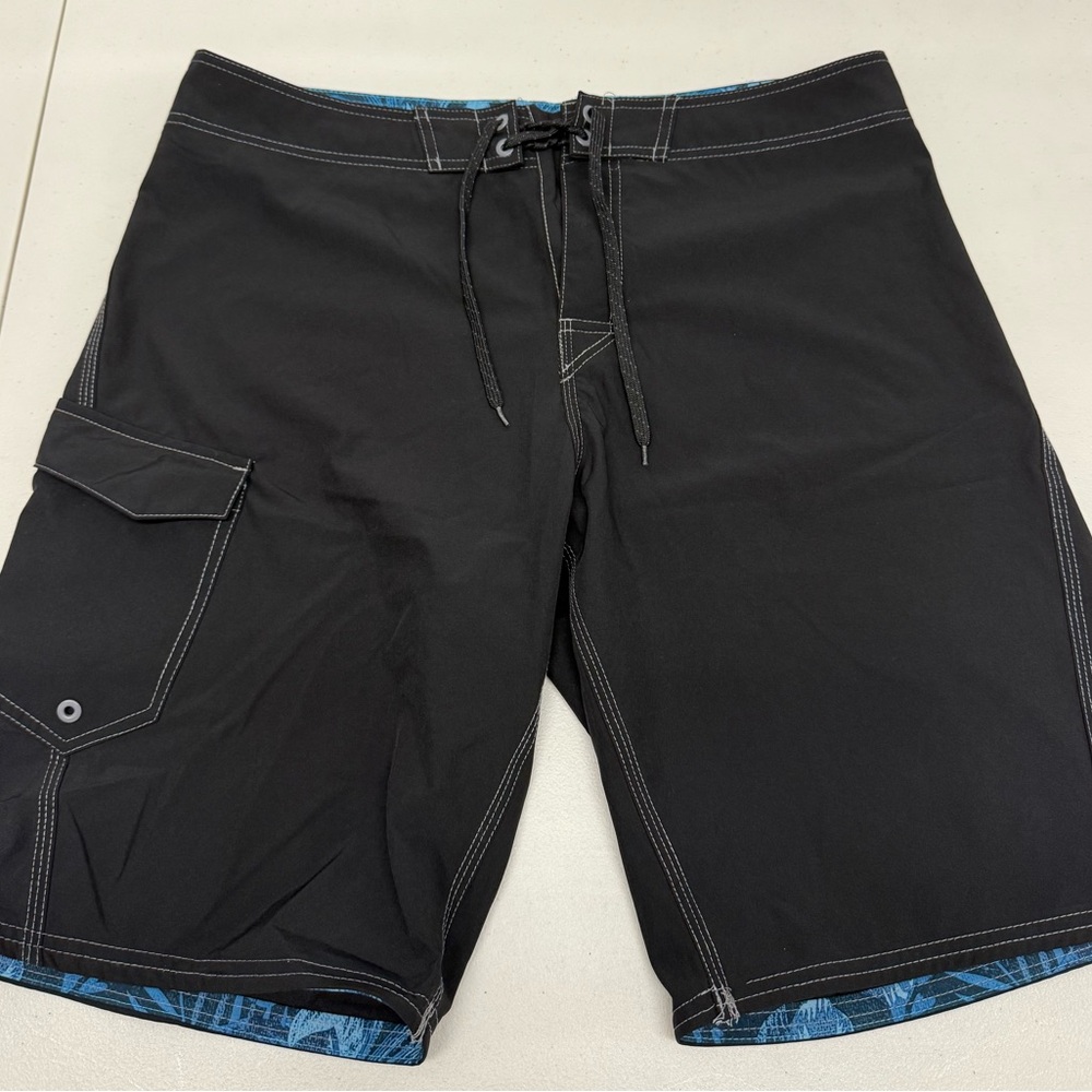 Burnside Black and Blue Men's Swim Board Shorts